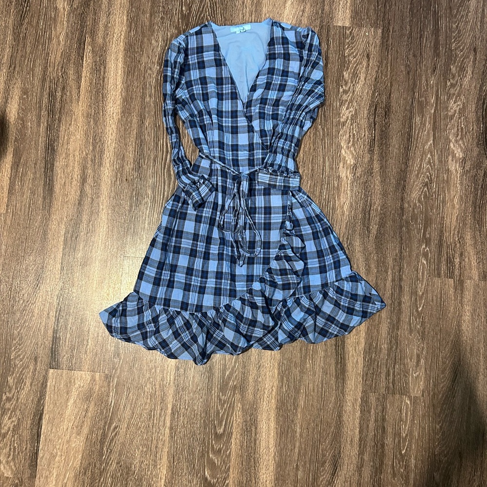 Draper James Blue Plaid Wrap Dress